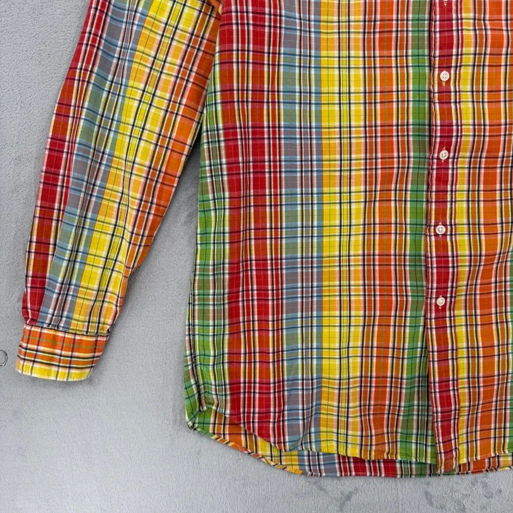 Vintage Polo Ralph‎ Lauren Westerton Mens Madras Plaid Button Down Shirt Size L